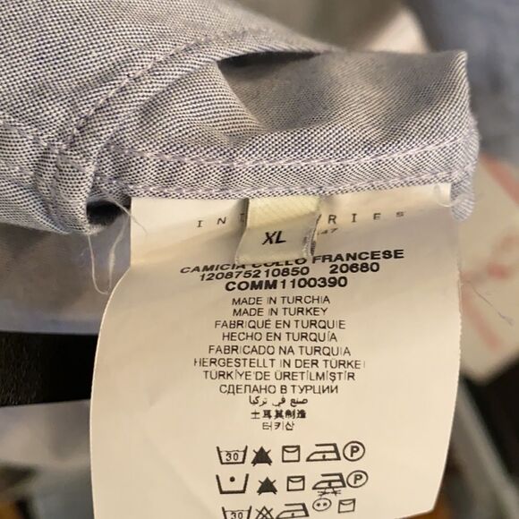 Cerruti Cotton Chambray Blue Plaid Collar Shirt XL - Picture 12 of 12